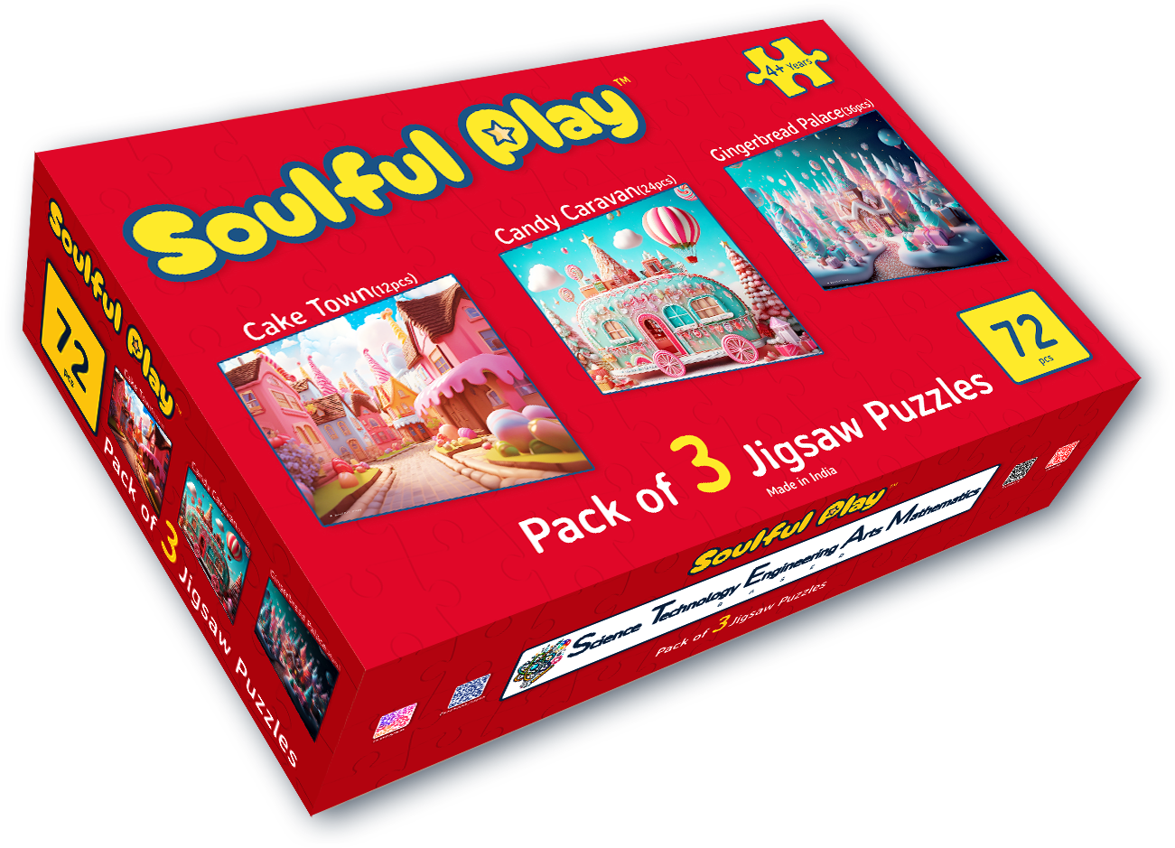 SoulfulPlay–Cake Town, Candy Caravan, Gingerbread Palace - Jigsaw Puzzle Bundle with Story Book - The Adventures of DT - The Great Forest Rescue