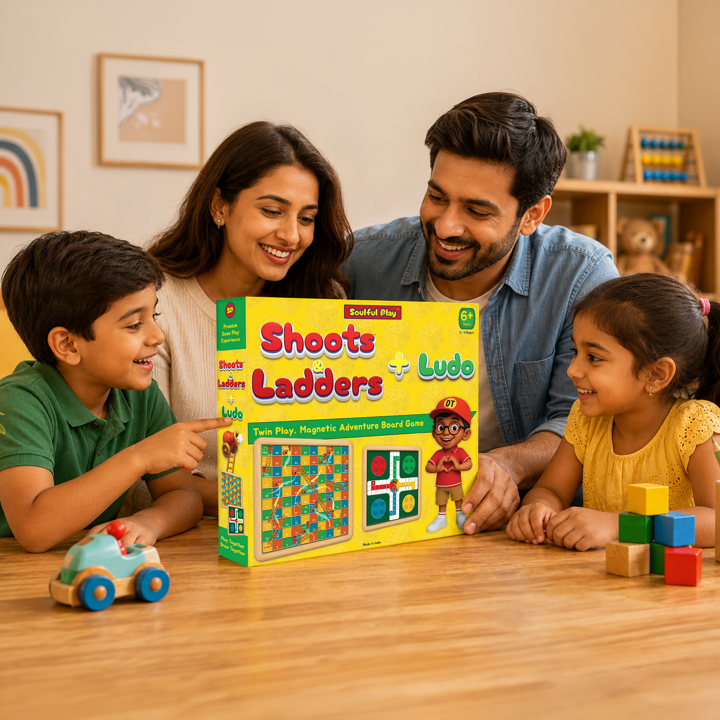 Soulful Play – Shoots and Ladders + Ludo - A Premium Magnetic 2-in-1 Board Game