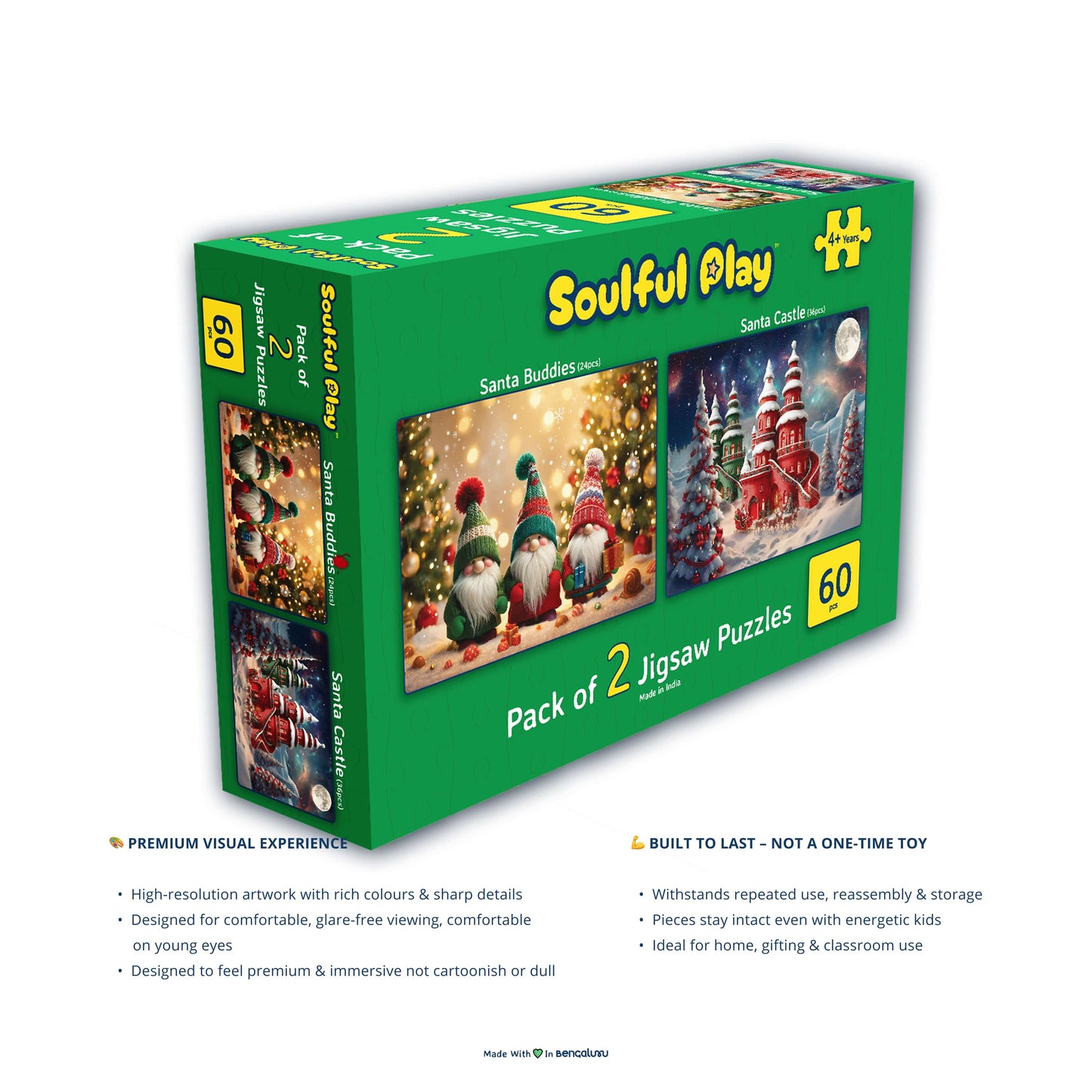 Pack of 2 jigsaw puzzles with Christmas-themed images on a white background