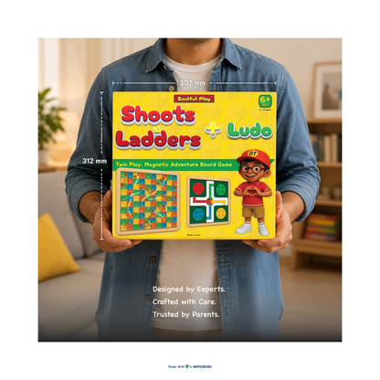 Soulful Play – Shoots and Ladders + Ludo - A Premium Magnetic 2-in-1 Board Game