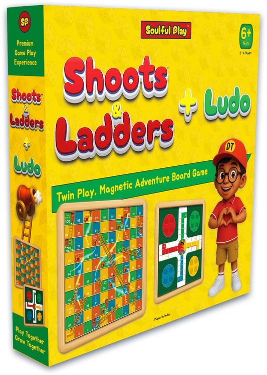 Soulful Play – Shoots and Ladders + Ludo - A Premium Magnetic 2-in-1 Board Game